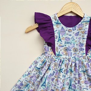 Vestido Vitória Paris com Babados Roxo