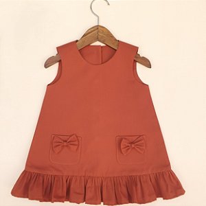 VESTIDO LARA MARRON TERRA COTA COM BABADOS