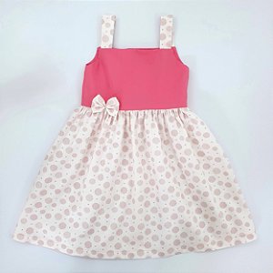 VESTIDO DAFNE ROSA COM BOLAS ROSA