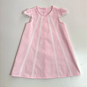 VESTIDO LARA ROSA MC COPINHO E ENTREMEIOS BRANCOS