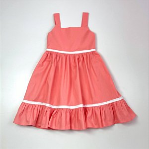 VESTIDO DAFNE SALMÃO COM BABADOS E DETALHES DE VIVO BRANCOS