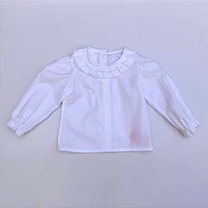 CAMISETE INFANTIL BRANCA COM RENDAS GL DE PREGAS ML FOFA