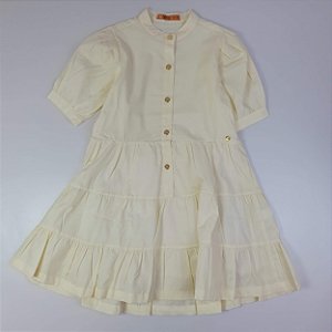 VESTIDO TRÊS MARIAS GL PADRE MC FRANZIDA CREME
