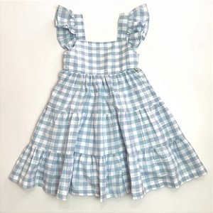 VESTIDO TRÊZ MARIAS LASTEX MC FRUFRU - AZUL XADREZ