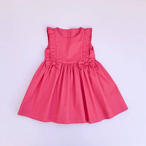 VESTIDO COM BABADO NO RECORTE NA PALA E LAÇO NA CINTURA PINK