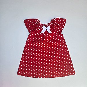 VESTIDO CAROL VERMELHO COM POA BRANCO