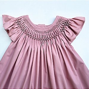 VESTIDO CASINHA DE ABELHA BRANCA ROSA FECHADO SEM ADEREÇOS