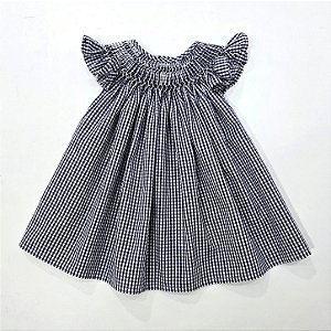 VESTIDO CASINHA DE ABELHA XADREZ DE AZUL MARINHO