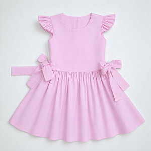 VESTIDO VITÓRIA ROSA BEBÊ COM DOIS LAÇOS LATERAIS