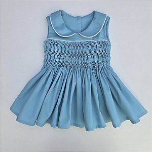 VESTIDO VT AZUL TIFFANY BORDADO CASINHA DE ABELHA