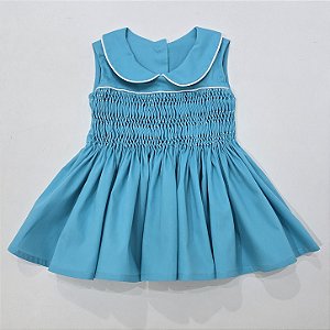 VESTIDO VT AZUL TIFFANY BORDADO CASINHA DE ABELHA