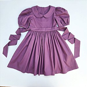 VESTIDO VITÓRIA COM UVA E MAGA 3/4 COM CINTO
