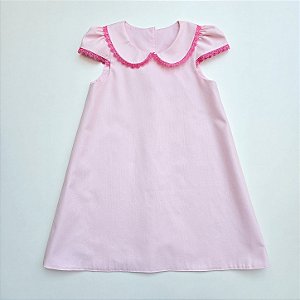 VESTIDO LARA ROSA BEBE GL E MANGA COPINHO COM RENDA PINK
