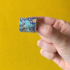Pin Noite Estrelada - Van Gogh | Pin de lapela | Broche | Botton | Obra de arte | Pintura | Starry night