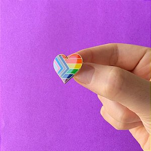 Pin Coração LGBTQIA+ Progressista | Botton | Broche | Pin de lapela