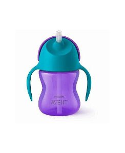 Copo Treinamento C/Canudo Curvado Dino Azul/Roxo Avent 200ml