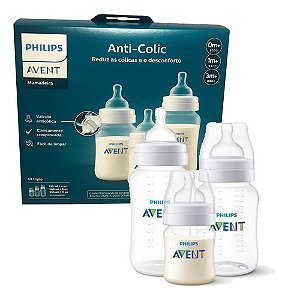 Kit 3un Mamadeiras Anticólica Avent Clássica 125ml/260ml/330ml Transparente