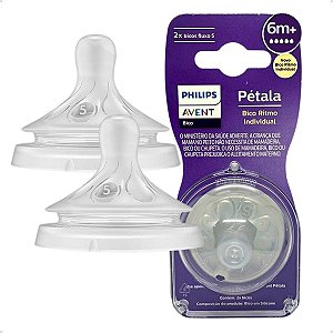 Bico Mamadeira Avent Pétala 3.0 Nº5 - 6m+ 2 Unidades Philips