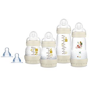Kit 4 mamadeiras Aticólica  2 bicos Easy Start gift set 0m+ Neutro Mam