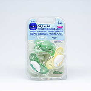 Chupeta Mam Original Trio Silicone 0-6m - 6m+ SkinSoft Neutra