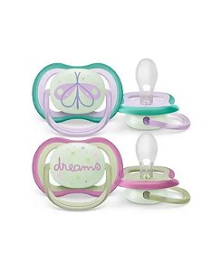 Chupetas Ultra Air Night Rosa Brilha No Escuro Avent 0-6m