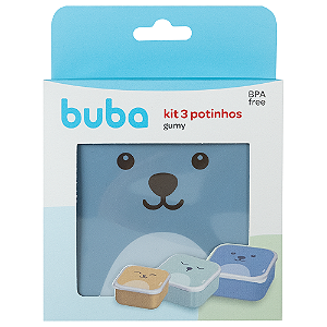 Kit 3 Potinhos Gumy Buba Lanche Diferentes Tamanhos Azul