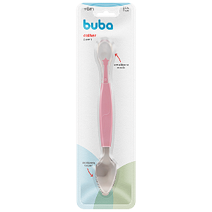 Colher 2 Em 1 Infantil Raspar Frutas E Alimentar Rosa Buba