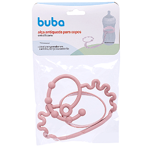 Alça De Silicone Antiqueda Mamadeira Copos Rosa Buba Bebê