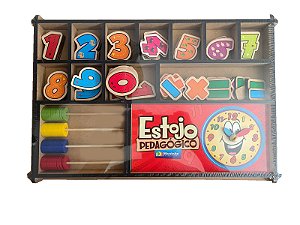 Estojo Pedagógico Brinquedo Infantil Em Madeira Estudo Luxo