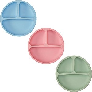 Prato infantil silicone Divisórias Ventosas Buba Bebê 0%Bpa