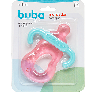 Mordedor Bebê Gengiva Dentição com Agua Mamadeira Rosa- Buba