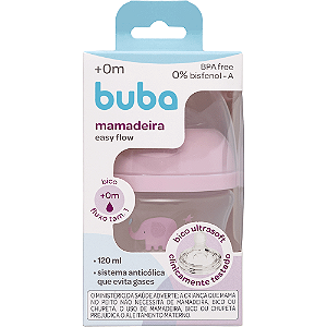 Mamadeira Easy Flow Elefante Rosa 120ml Ultrasoft Pétala 2m+