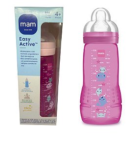 Mamadeira Mam Easy Active 330ml Com Bico Nº3 4m+ Rosa