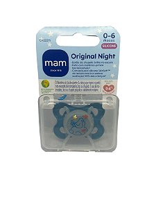 Chupeta MAM Brilha Escuro Night 0-6 M Silicone Menino Azul