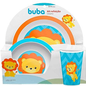 Kit Refeição Animal Fun Buba Pratinho Copinho 3 Pç Leão