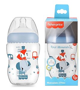 Mamadeira First Moments Azul 270ml +2m Fisher Price Médio