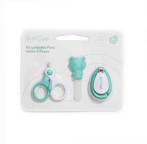 Kit Cuidados e Higiene Do Bebê 3 peças Petit Piá Verde 0m+