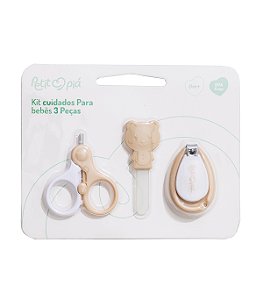 Kit Cuidados e Higiene Do Bebê 3 peças Petit Piá Nude 0m+