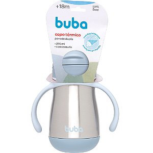 Copo Térmico Parede Dupla Com Canudo E Alça Buba Inox Azul