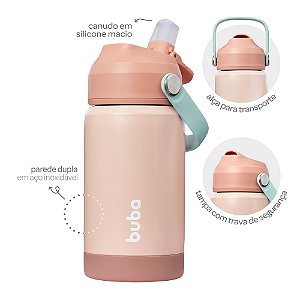 Garrafa Térmica Buba Parede Dupla C Alça Bico Silicone Blush