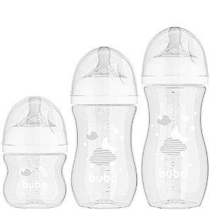 Kit 3 Mamadeiras Buba Easy Flow BPA Free Para Bebê