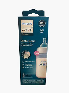 Mamadeira Rosa 330ml Philips Avent Clássica 3m+ 0%Bpa