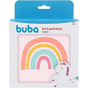 Kit 3 Potinhos Animais Buba Lanchinhos Buba Magic Unicórnio