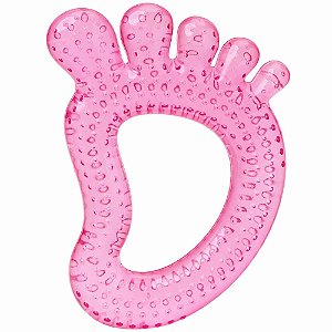 Mordedor Com Água Pezinho Rosa Alivio Gengiva Dentição