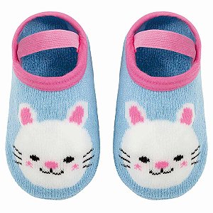 Meia Sapatilha Antiderrapante Menina Coelinha 1-3 Anos