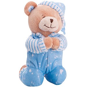 Ursinho Pelúcia Que Reza Infantil Anjo da Guarda Buba Azul