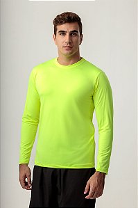 CAMISA TÉRMICA SEGUNDA PELE COM PROTEÇÃO UV50+ MASCULINA AMARELO FLUOR