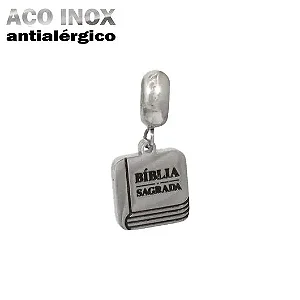 Berloque Bíblia Sagrada em Aço Inox