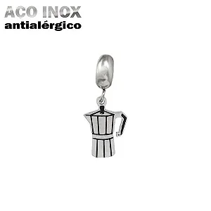 Berloque Cafeteira em Aço Inox