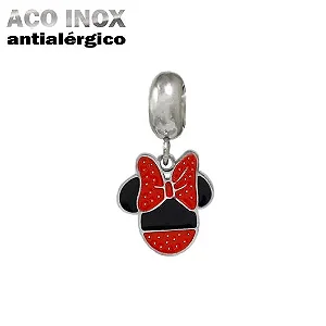 Berloque Minnie com Laço em Aço Inox